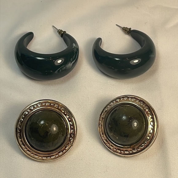 Lot of 5 Vintage 1980s Green Earrings - Picture 3 of 4